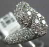 ESTATE LARGE 2.43CT DIAMOND 18K WHITE GOLD 3D DOUBLE PEAR SHAPE CRISS CROSS RING