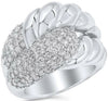 LARGE 1.58CT DIAMOND 14KT WHITE GOLD 3D MULTI ROW LOVE KNOT DOUBLE FUN RING