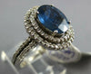 LARGE 3.05CT DIAMOND & SAPPHIRE 14KT WHITE GOLD OVAL DOUBLE HALO ENGAGEMENT RING