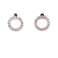 ESTATE .50CT DIAMOND 18KT WHITE GOLD 3D CLASSIC OPEN CIRCULAR FUN STUD EARRINGS