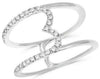ESTATE .20CT DIAMOND 14KT WHITE GOLD 3D DOUBLE BAR HEART LOVE RING