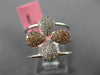 ESTATE WIDE .40CT WHITE & PINK DIAMOND 18KT WHITE & ROSE GOLD 4 LEAF FLOWER RING