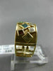 WIDE 1.50CT DIAMOND & MULTI COLOR GEM 14K YELLOW GOLD 3D ETOILE SQUARE RING 2276