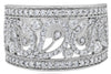 ESTATE WIDE .86CT DIAMOND 14KT WHITE GOLD OPEN FILIGREE WEDDING ANNIVERSARY RING