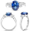 5.65CT DIAMOND & AAA SAPPHIRE PLATINUM 3D OVAL CLASSIC 3 STONE ENGAGEMENT RING