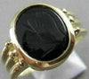 ESTATE AAA BLACK ONYX 14KT YELLOW GOLD 3D CARVED ROMAN SOLDIER MEN'S RING #20078