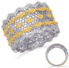 WIDE .22CT WHITE & FANCY YELLOW DIAMOND 14KT TWO TONE GOLD 3D ANNIVERSARY RING