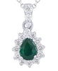 .26CT DIAMOND & AAA EMERALD 14KT WHITE GOLD PEAR SHAPE & ROUND TEAR DROP PENDANT