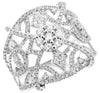 ESTATE LARGE 1.06CT DIAMOND 18KT WHITE GOLD 3D FLOWER OPEN FILIGREE FUN RING