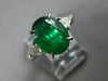 LARGE 3.06CT DIAMOND & AAA EMERALD 18KT WHITE GOLD OVAL 3 STONE ENGAGEMENT RING