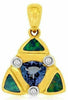 ESTATE .69CT DIAMOND & AAA TANZANITE 14KT 2 TONE GOLD TRILLION FLOATING PENDANT