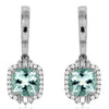 2.99CT DIAMOND & AAA AQUAMARINE 14K WHITE GOLD CUSHION ROUND & BAGUETTE EARRINGS