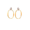 ESTATE .14CT DIAMOND 18K YELLOW GOLD OPEN OVAL DOUBLE SWIRL FUN HANGING EARRINGS