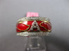 LARGE .61CT WHITE DIAMOND & RED & YELLOW ENAMEL 18KT 2 TONE GOLD A INITIAL RING
