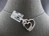 LARGE .25CT DIAMOND 14K WHITE GOLD 3D 3 STONE DOUBLE HEART LOVE FLOATING PENDANT