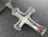 ESTATE LARGE .20CT DIAMOND 14KT WHITE GOLD CLASSIC DOUBLE PLATED CROSS PENDANT