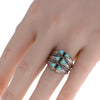 LARGE AAA TURQUOISE 18KT YELLOW GOLD & 925 SILVER TRILLION HANDCRAFTED FUN RING
