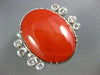ANTIQUE EXTRA LARGE 1.0CT OLD MINE DIAMOND & AAA CORAL 14KT WHITE GOLD FUN RING