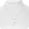 ESTATE .11CT DIAMOND 14KT WHITE GOLD 3D CLASSIC SLANTED PAVE CROSS PENDANT