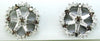 .62CT WHITE & MOCHA DIAMOND 14K WHITE GOLD ROUND & BAGUETTE FLOWER STUD EARRINGS