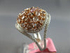 LARGE 3.69CT WHITE & PINK DIAMOND 18KT WHITE & ROSE GOLD CLUSTER OVAL DOME RING