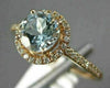 ESTATE .91CT DIAMOND & AAA AQUAMARINE 14KT ROSE GOLD ROUND HALO ENGAGEMENT RING