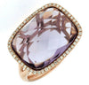 LARGE 8.57CT DIAMOND & AAA AMETHYST 14KT ROSE GOLD 3D CUSHION & ROUND FUN RING