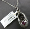 ESTATE LARGE .73CT DIAMOND & AAA RUBY 14KT WHITE GOLD FILIGREE BABY SHOE PENDANT