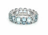 LARGE 7.97CT DIAMOND & AQUAMARINE 18KT WHITE GOLD OVAL ETERNITY ANNIVERSARY RING