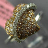 ESTATE .59CT WHITE & PINK DIAMOND 18K WHITE & ROSE GOLD 3D PUFF HEART  LOVE RING