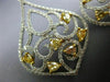 ESTATE 3.60CT WHITE & FANCY YELLOW DIAMOND 18K 2 TONE GOLD 3D TEAR DROP EARRINGS