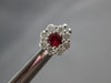 ESTATE .63CT DIAMOND & AAA RUBY 14KT WHITE GOLD 3D CLASSIC FLOWER STUD EARRINGS