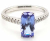 4.07CT DIAMOND & AAA TANZANITE 18KT WHITE GOLD 3D CUSHION & ROUND SOLITAIRE RING