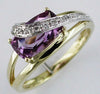 ESTATE 1.9CT DIAMOND & AAA AMETHYST 14KT YELLOW GOLD 3D CUSHION & ROUND FUN RING