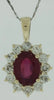 3.30CT DIAMOND & AAA RUBY 14K YELLOW GOLD 3D OVAL & ROUND PRINCESS DIANA PENDANT