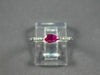 ESTATE .34CT DIAMOND & AAA RUBY 14KT WHITE GOLD 3D ROUND & PEAR SHAPE FUN RING