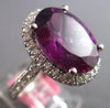 EXTRA LARGE 9.88CT DIAMOND & AAA RHODOLITE 18KT WHITE GOLD OVAL ENGAGEMENT RING
