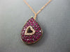 ESTATE .31CT DIAMOND & AAA RUBY 14KT ROSE GOLD TEAR DROP HEART FLOATING PENDANT