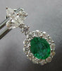 ESTATE LARGE 4.46CT DIAMOND & AAA EMERALD 18K WHITE GOLD FLOWER HANGING EARRINGS