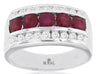 ESTATE WIDE 2.26CT DIAMOND & AAA RUBY 14KT WHITE GOLD CHANNEL CLASSIC MENS RING