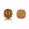 1.69CT PINK & FANCY YELLOW DIAMOND 18KT YELLOW & ROSE GOLD CLIP ON STUD EARRINGS