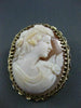 ANTIQUE LARGE 14KT YELLOW HAND CARVED LADY SHELL CAMEO PENDANT & BROOCH #22104