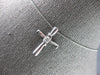 ESTATE .08CT DIAMOND 14KT WHITE GOLD 3D CLASSIC SOLITAIRE CROSS FLOATING PENDANT