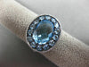 ESTATE LARGE 5.68CT DIAMOND & AAA BLUE TOPAZ 14KT WHTIE GOLD 3D DOUBLE HALO RING