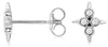 ESTATE .14CT DIAMOND 14KT WHITE GOLD 3D 4 STONE BEZEL FLOWER STAR STUD EARRINGS