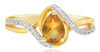 .75CT DIAMOND & AAA CITRINE 14KT YELLOW GOLD PEAR SHAPE & ROUND FRIENDSHIP RING