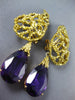 ANTIQUE EXTRA LARGE 22.0CT AAA AMETHYST 14KT YELLOW GOLD 3D PEAR SHAPE EARRINGS
