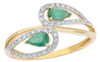 .56CT DIAMOND & AAA EMERALD 14K YELLOW GOLD 3D PEAR SHAPE & ROUND LOVE KNOT RING