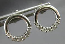 ESTATE .25CT DIAMOND 14K WHITE GOLD 3D CLASSIC JOURNEY OPEN CIRCLE STUD EARRINGS