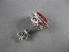 LARGE 6.11CT DIAMOND & AAA RUBY 14KT WHITE GOLD EMERALD CUT HALO STUD EARRINGS